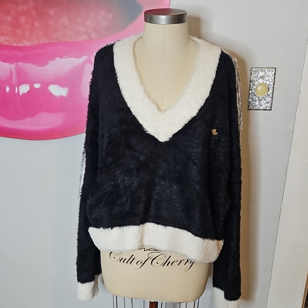 Black and White V-Neck Sweater